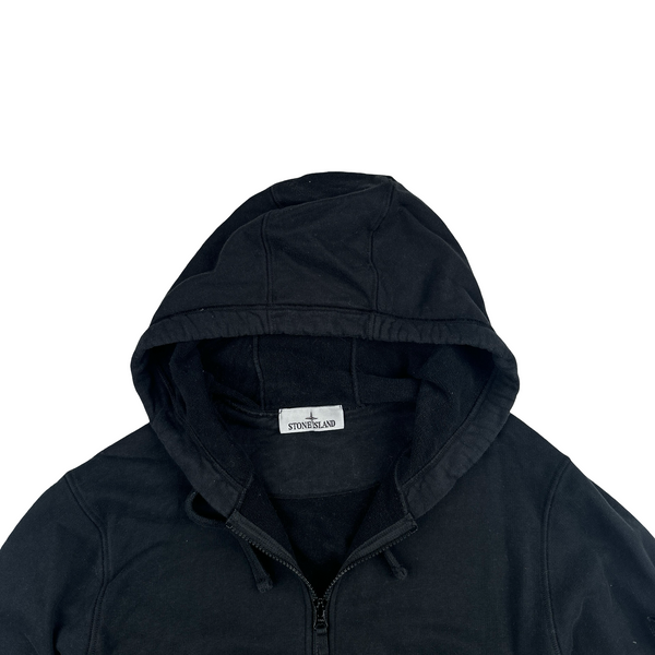 Stone Island 2022 Black Cotton Zipped Hoodie - Medium
