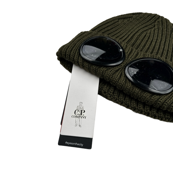 CP Company Khaki Thick Wool Goggle Beanie