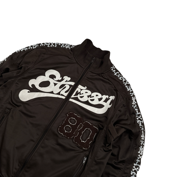 Stussy Brown Baseball Spellout Zipped Track Jacket - Large