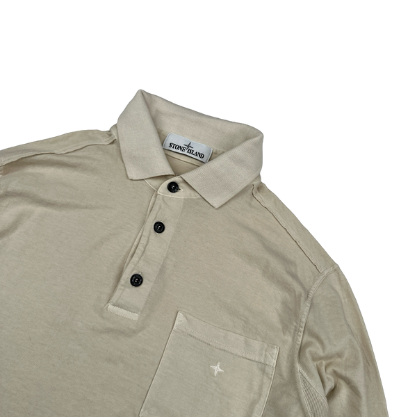 Stone Island 2018 Beige Compass Longsleeve Polo Shirt - Medium