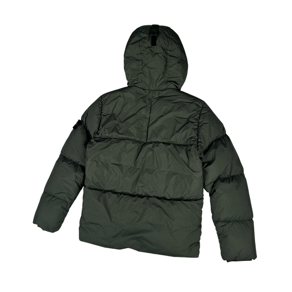 Stone Island 2020 Moss Green Crinkle Reps Puffer Jacket - Small