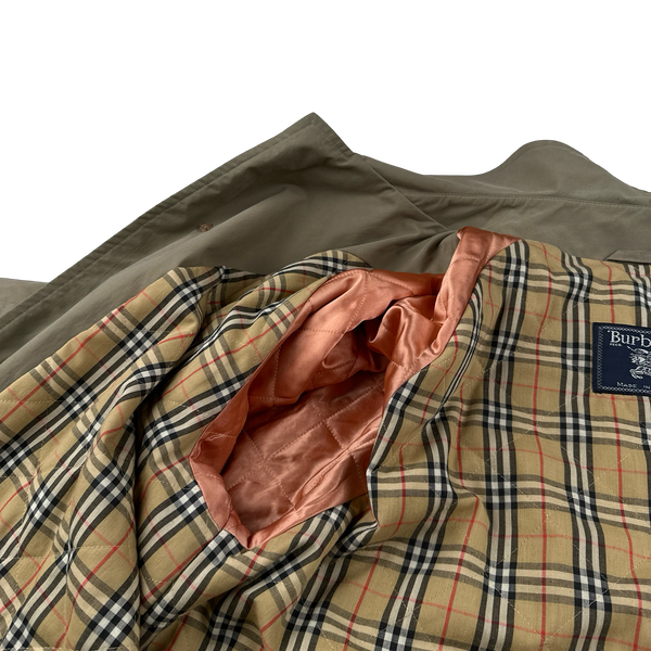 Burberry Nova Check Lined Nylon Padded Long Jacket - Large