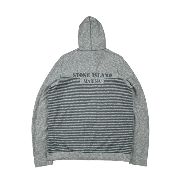 Stone Island 2017 Blue Marl Marina Cotton Lightweight Knit Zipped Hoodie - Small