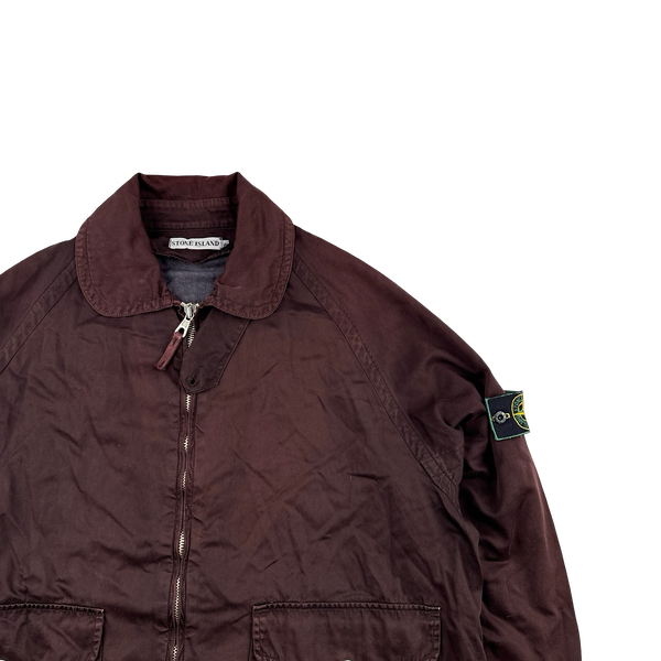 Stone Island 1996 Burgundy Raso Gommato Vintage Jacket - Large