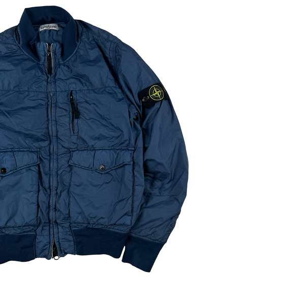 Stone Island 2012 Blue 30th Anni Garment Dyed Nylon Tela Quilted Jacket - Medium