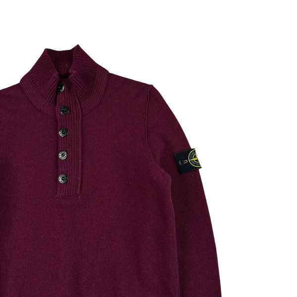 Stone Island 2017 Dark Red High Neck Knitted Jumper - Small