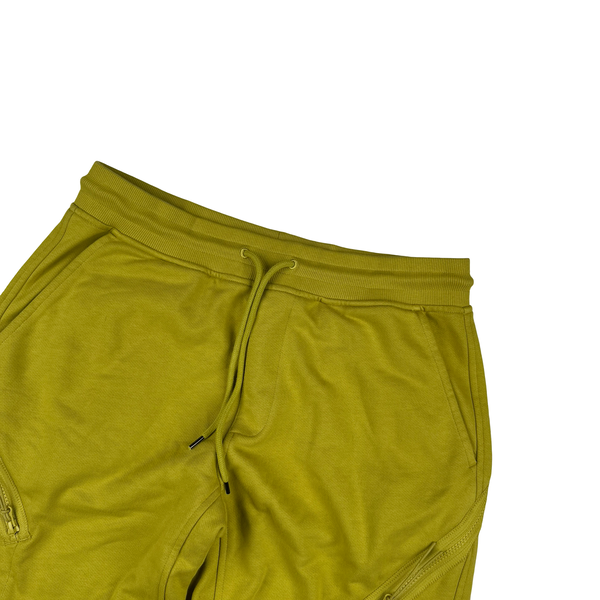 CP Company Mustard Cotton Fleece Lens View Shorts - Small