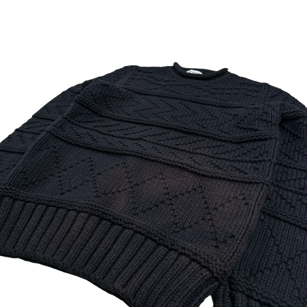 Stone Island 2009 Black Cotton Detailed Knit - Small