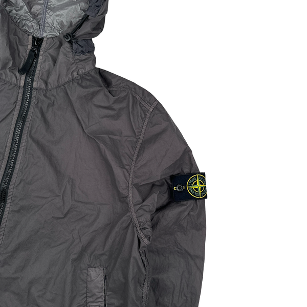 Stone Island Grey Lamy Velour Hooded Jacket - Large