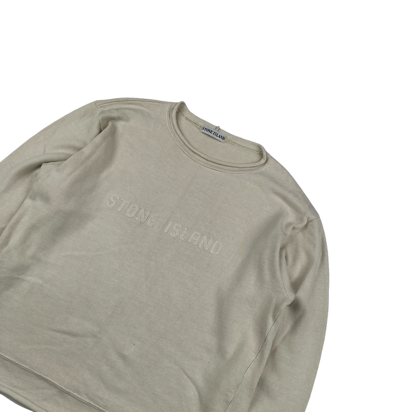 Stone Island 1990s Vintage Cream Spellout Pullover - Medium