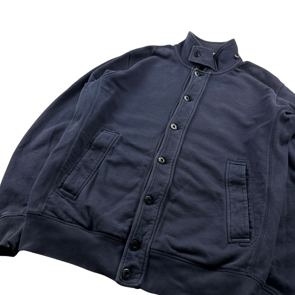 Stone Island Navy High Neck Buttoned Collared Jumper - XXL