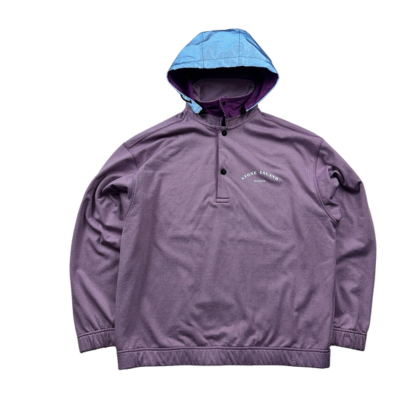 Stone Island Purple Marina Spellout Reflective Hood Jumper - Medium