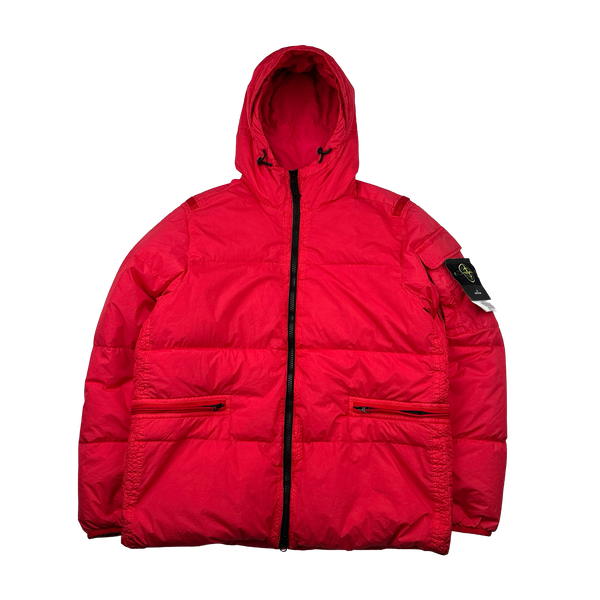 Stone Island 2022 Red Crinkle R-NY Down Puffer Jacket - Medium,Large