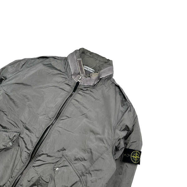 Stone Island 2008 Silver Nylon Metal Quilted Jacket - XXL