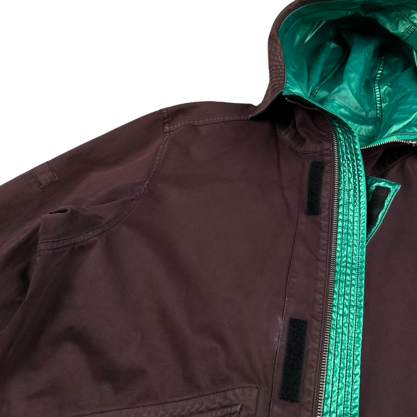 Stone Island 2015 Reversible Green Spaceman Raso Gommato Jacket - Large