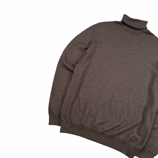 Gucci Brown Roll Neck Lana Wool Knit Pullover Jumper  - Large