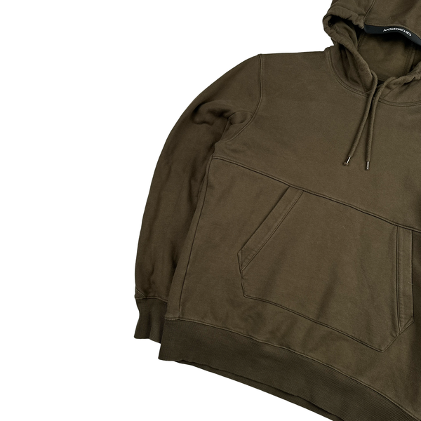 CP Company Khaki Cotton Lens View Hoodie - Large