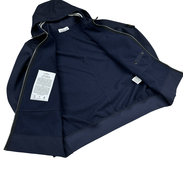 Stone Island Navy Soft Shell E Dye Hooded Jacket - XL