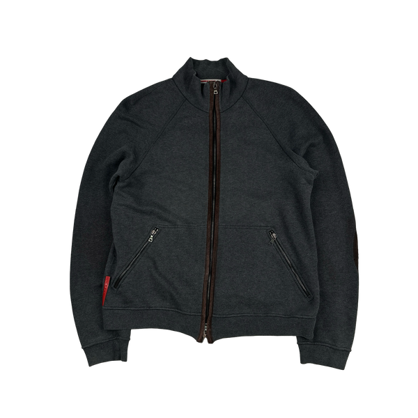 Prada Grey Lightweight Wool Zipped Knit Jumper - Large