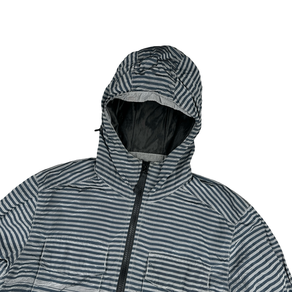 Stone Island 2017 Marina Blue Stripped Nylon Metal Jacket - XL