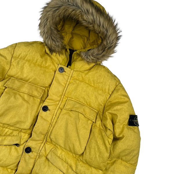 Stone Island 2018 Yellow Lino Resinato Down-TC Puffer Jacket - XXL