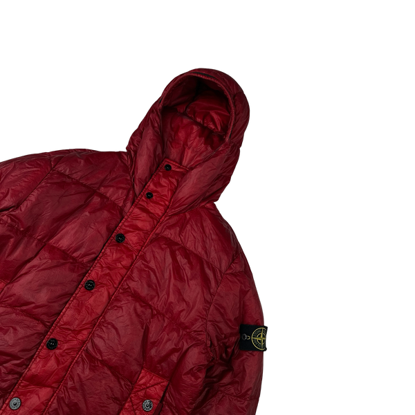 Stone Island 2011 Red Garment Dyed Down Filled Puffer Jacket - Large