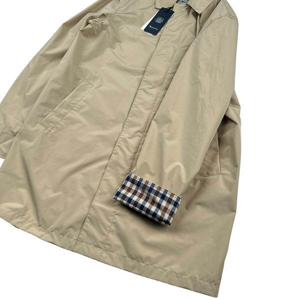 Aquascutum Checked Collar Nylon Long Jacket - Small
