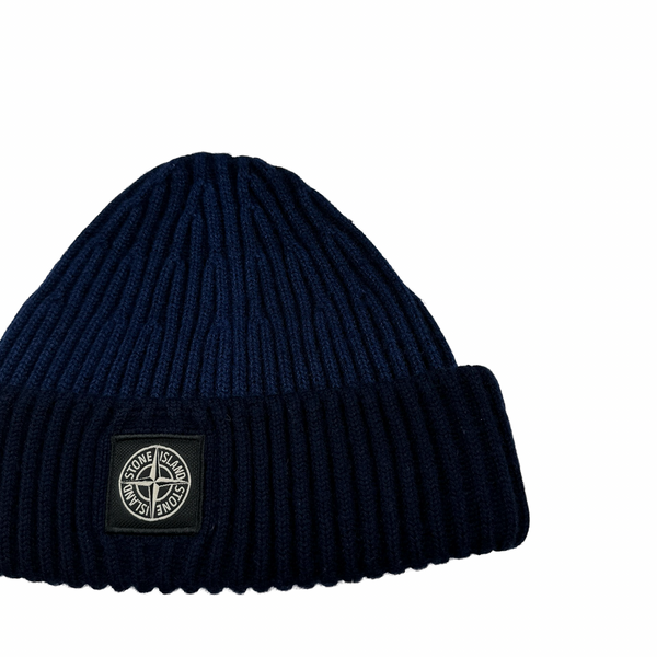 Stone Island 2014 Blue Two Tone Ribbed Wool Beanie