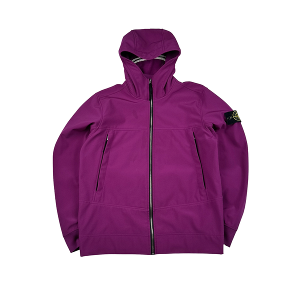 Stone Island Purple Soft Shell E Dye Hooded Jacket - Large