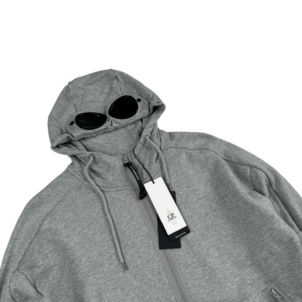 CP Company Grey Cotton Goggle Hoodie - Large