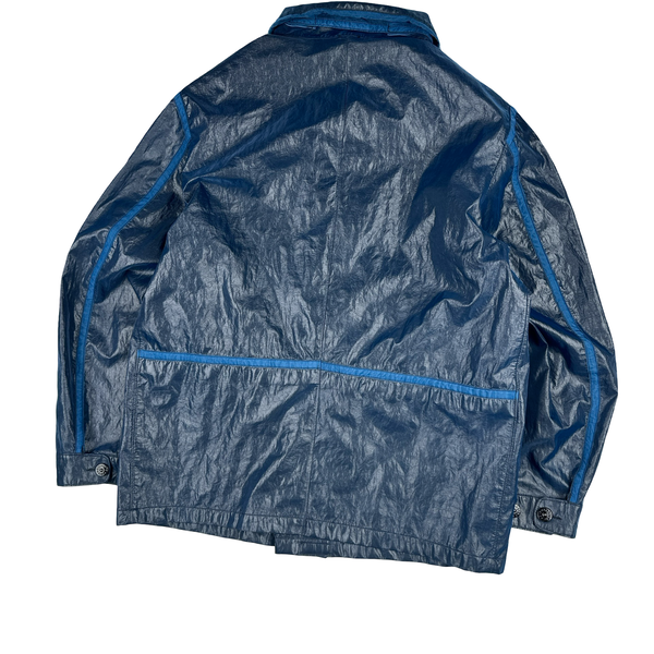 Stone Island 2001 Dark Blue Micro Felt Laminated Web Jacket - XXL