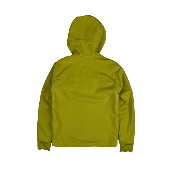 CP Company Yellow Soft Shell Goggle Hooded Zipped Jacket - Small