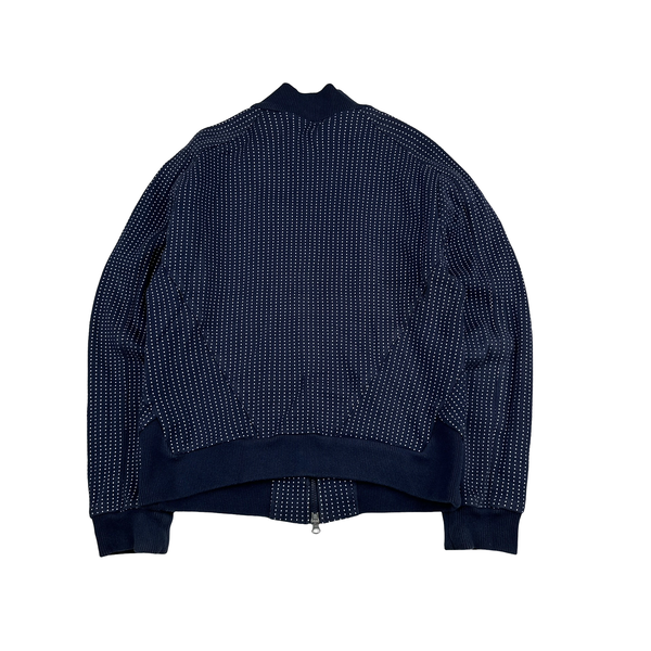 Y-3 Navy Polka Dot Pattern Zip up Cotton Jumper - Large