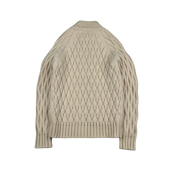 Stone Island 2013 Cream Thick Heavyweight Knit Zipped Jumper - Large