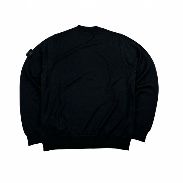 Stone Island 2024 Black Ghost Wool Light Knit Crewneck Jumper - Small