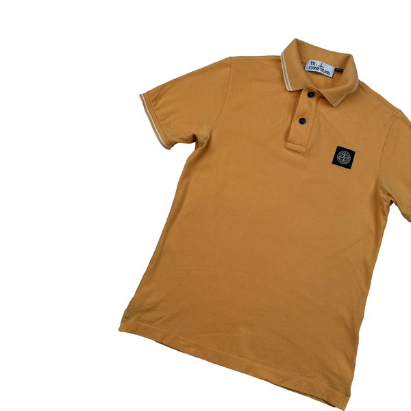 Stone Island Orange Short Sleeve Polo Shirt - Small