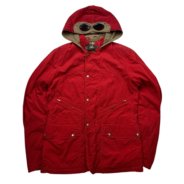 CP Company Reversible Red/Checked Goggle Jacket - Large
