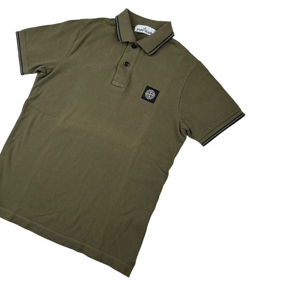 Stone Island Khaki Short Sleeve Polo Shirt - Small