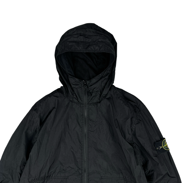 Stone Island 2023 Black Garment Dyed Crinkle Reps Jacket - Large