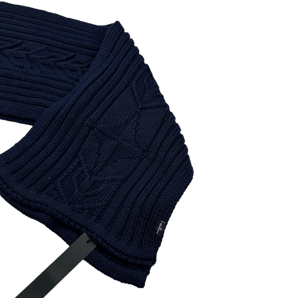 Stone Island 2020 Navy Wool President Knit Patch Scarf