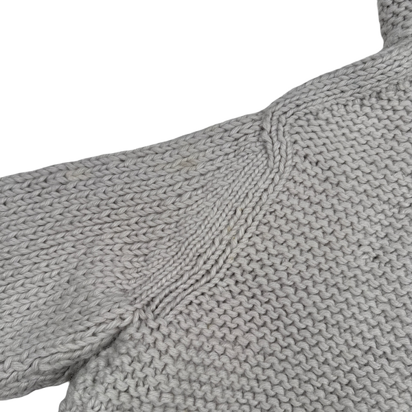CP Company Grey Heavyweight 100% Wool Handmade Knitted Zipped Hoodie - Large