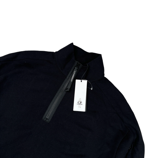 CP Company Blue Cotton Lens Viewer Quarter Zip Pullover - Large