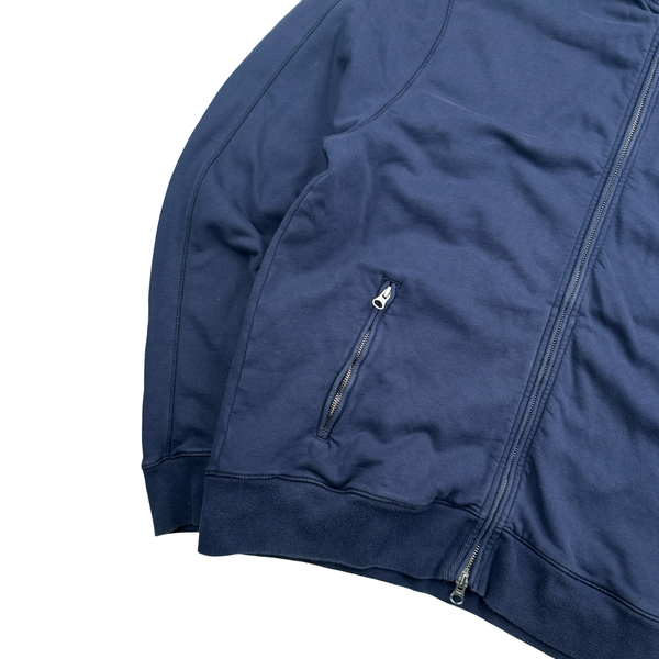 CP Company Navy Spellout Buckle Removable Hood Zip Up Hoodie - 3XL