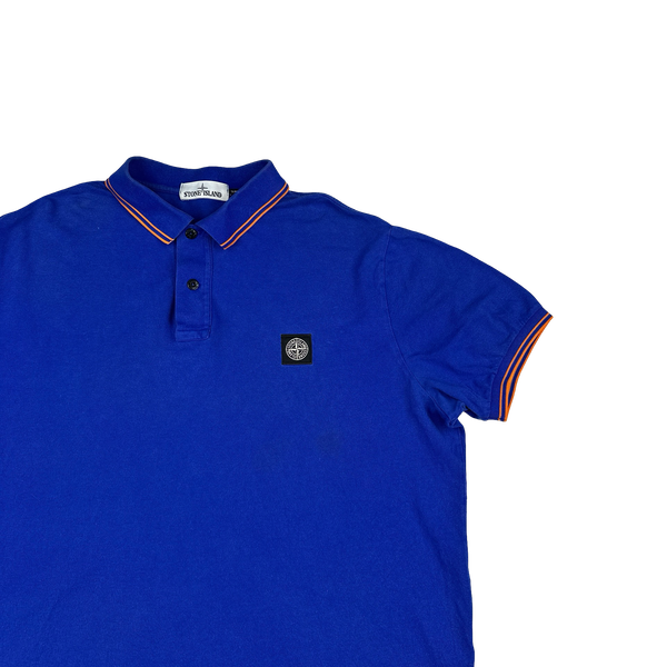 Stone Island 2018 Blue Orange Piped Polo Shirt - 3XL