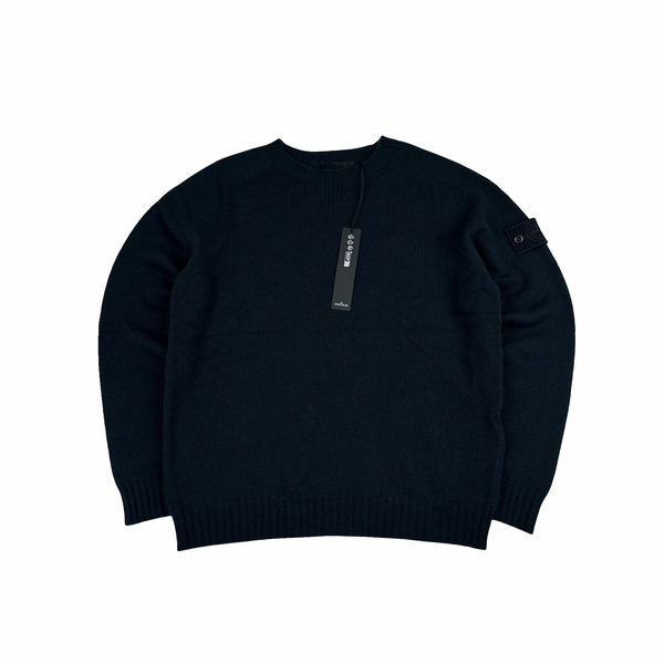 Stone Island 2025 Ghost Navy Cashmere Crewneck Knit Jumper - Large