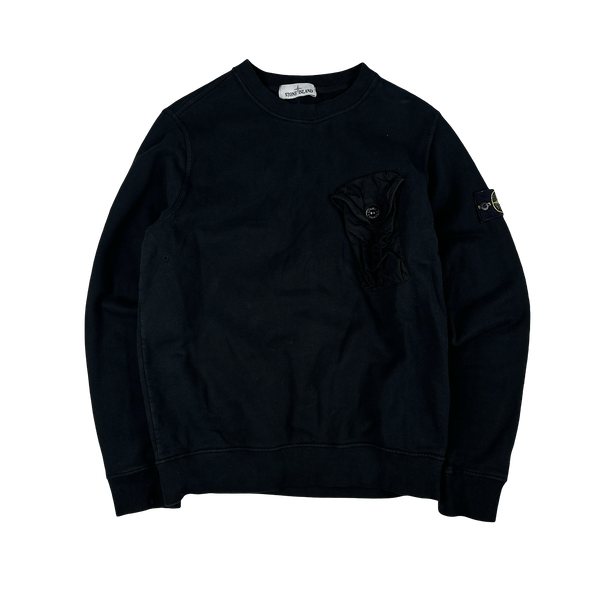 Stone Island 2021 Black Chest Pocket Jumper - Small