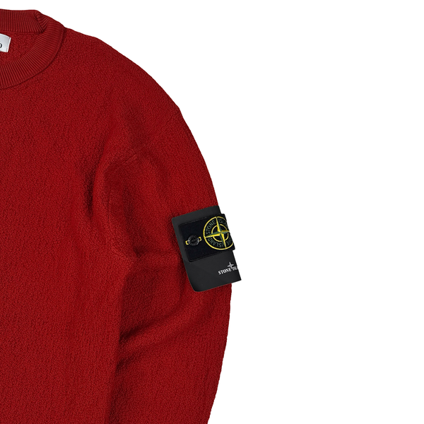Stone Island 2019 Red Waffle Knit Crewneck Jumper - Large