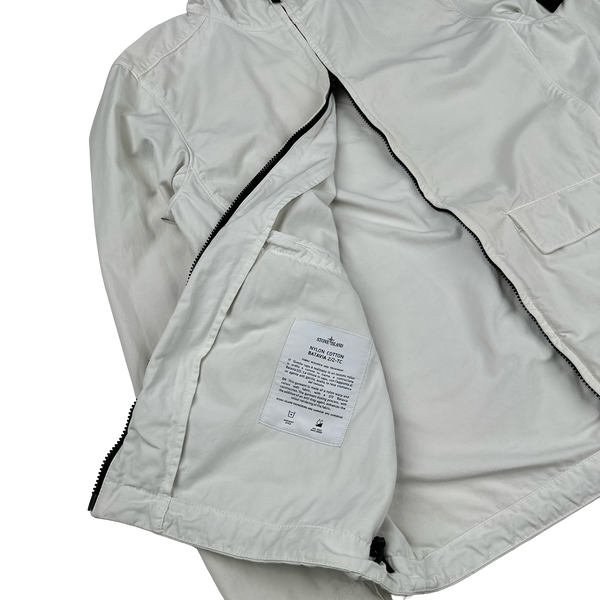 Stone Island 2022 White Batavia Hooded Jacket - Large