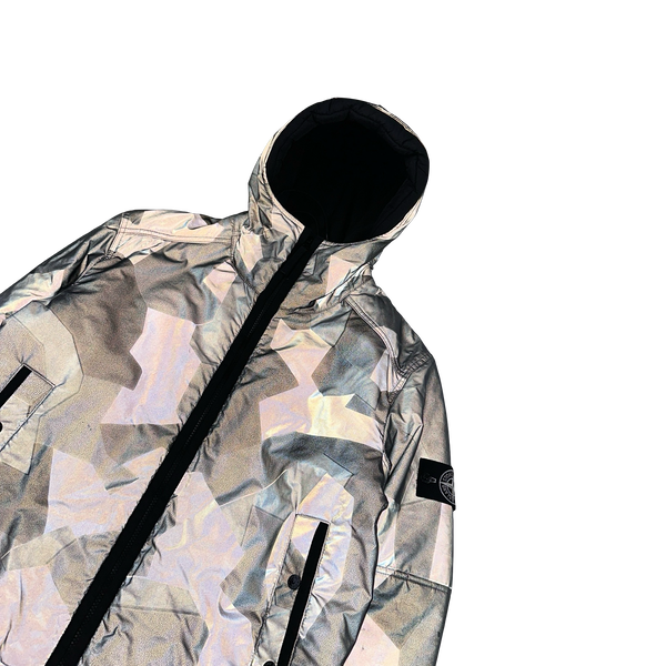 Stone Island 2012 Silver Fleece Lined Camo Reflective Jacket - Large