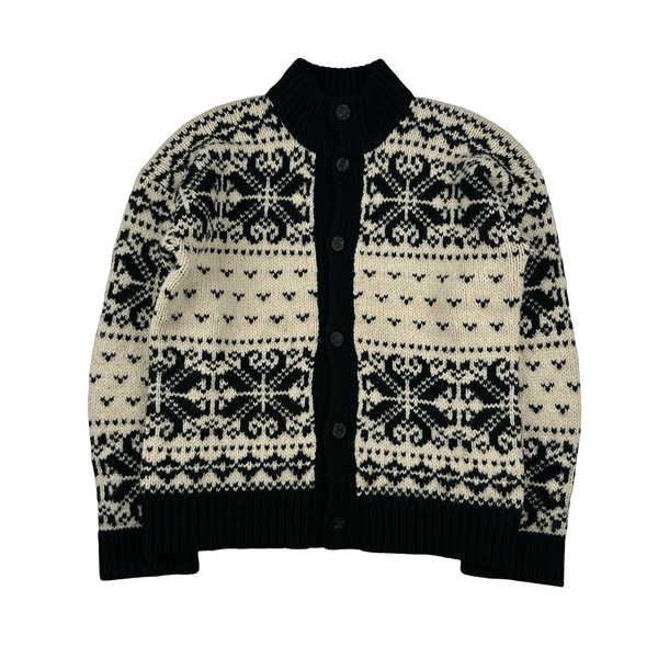 Ralph Lauren Wool Cable Knit Buttoned Folk Style Jumper - Large